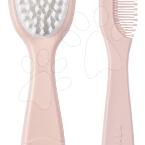 Dětský hřeben a kartáč na vlásky Beaba Baby Brush and Comb Old Pink růžový od 0 měsíců