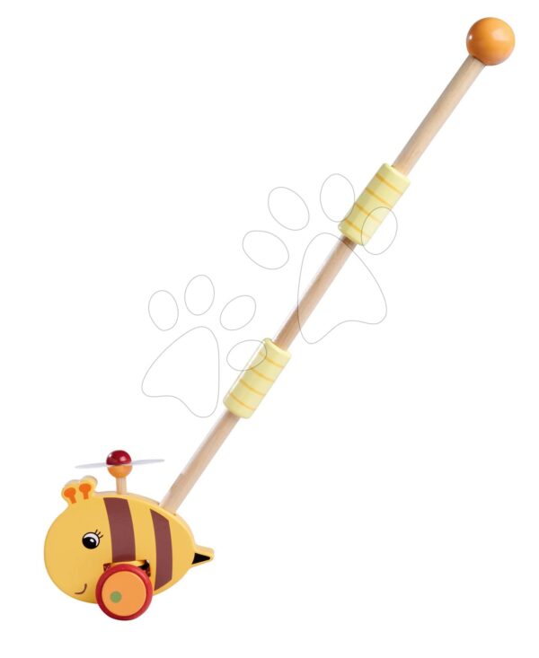 Drevené autíčko včielka Push Bee with Stick Eichhorn s vodiacou rúčkou dĺžka 50 cm od 12 mes EH6804