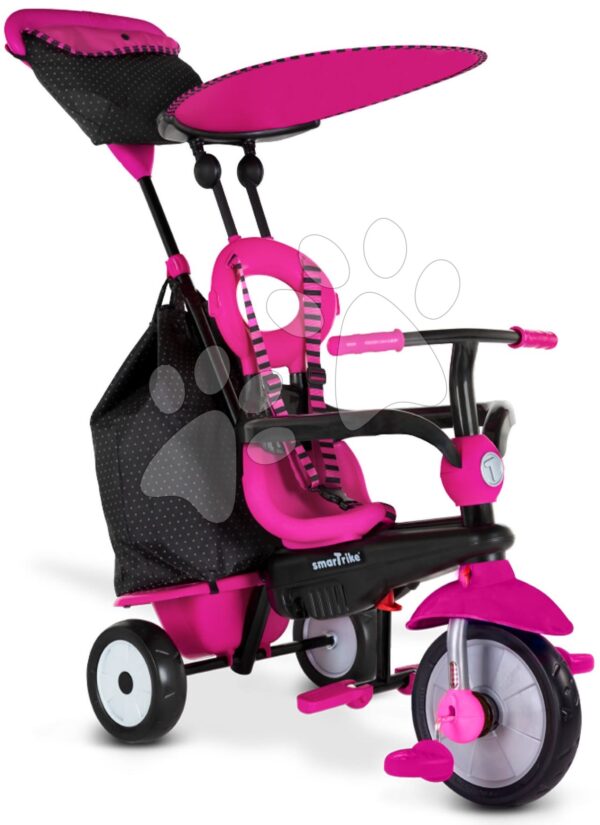 Tříkolka Vanilla Plus Pink Classic smarTrike TouchSteering ovládání s gumovými koly a tlumičem 2 tašky od 10 měs.