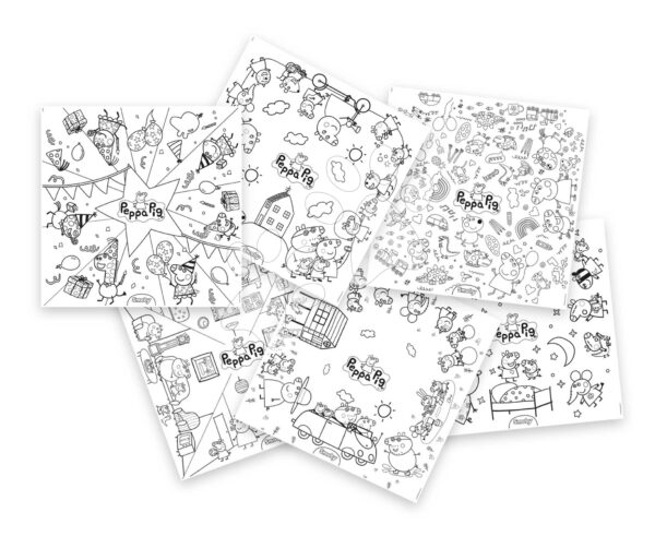 Velkoformátové obrázky k vybarvování Peppa Pig Kid Colouring Smoby 10 kusů kompatibilní se stolem Kid Creative Table 51*51 cm od 24 měsíců