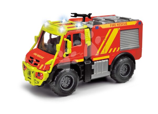 Autíčko hasičské Unimog U530 Fire Truck Majorette so zvukom a svetlom s gumenými kolieskami dĺžka 14 cm MJ3712003