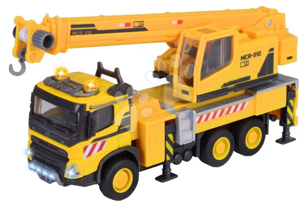 Autíčko stavební s jeřábem Volvo Truck Crane Majorette kovové se zvukem a světlem délka 22 cm