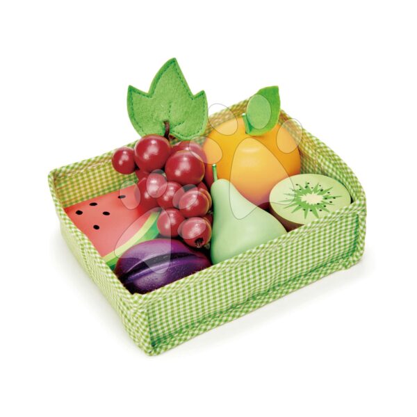 Dřevěné ovoce Fruity Crate Tender Leaf Toys 6 kusů v textilním košíku