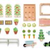 Dřevěný skleník Greenhouse and Garden Set Tender Leaf Toys s otevírací střechou a 9 druhů zeleniny pro panenku - Image 2