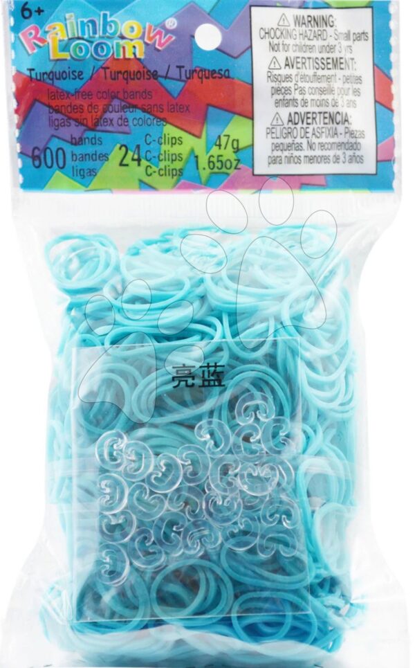 Gumičky Turquoise Rainbow Loom 600 kusů tyrkysové od 6 let