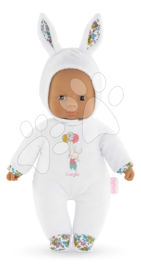 Panenka Sweet Heart White Bunny Mon Doudou Corolle s černýma očima a kapucí 30 cm od 0 měsíců