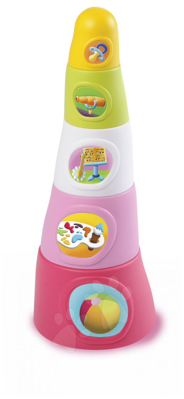 Smoby dětské skládací šálky Happy Tower Cotoons 5 ks 211317-1 růžové