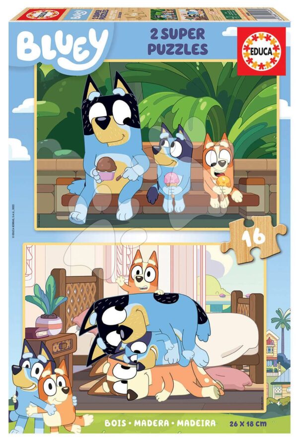 Dřevěné puzzle Bluey Educa 2 x 16 dílků