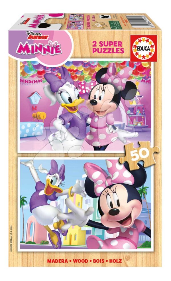 Dřevěné puzzle Minnie Educa 2 x 50 dílků