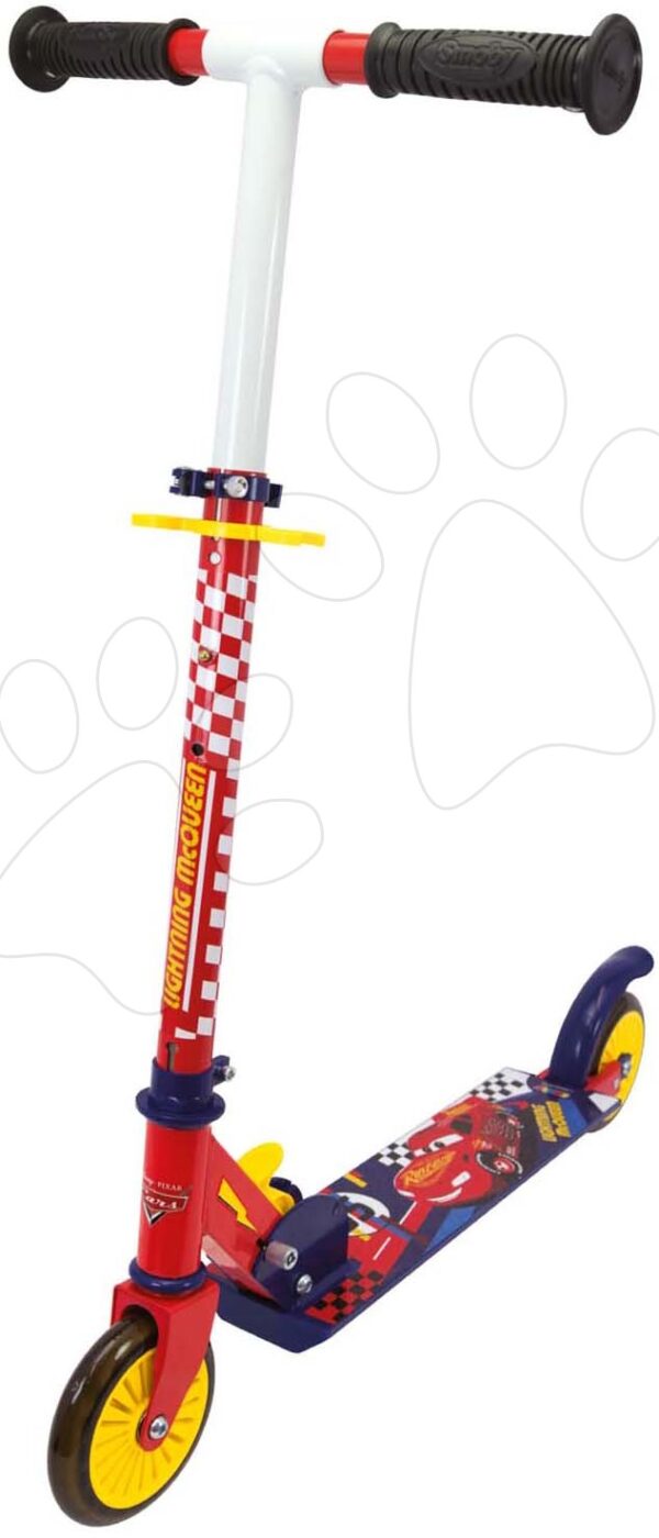 Koloběžka dvoukolová Cars 2 Wheels Foldable Smoby skládací s brzdou výškově nastavitelná max. 83 cm od 5 let