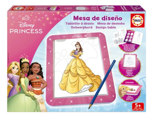 Kreatívne tvorenie s tabletom Light Table Disney Princess Educa Nakresli a vyfarbi si princeznú od 5 rokov EDU20006