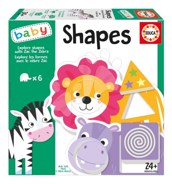 Náučná hra pre najmenších Explore shapes with Zebra Zac Educa Učíme sa tvary so zvieratkami v angličtine a francúzštine od 24 mes EDU19977