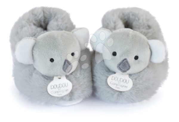 Papučky pre bábätko Koala Unicef Collection Doudou et Compagnie v darčekovom balení sivé 0-6 mes DC3997