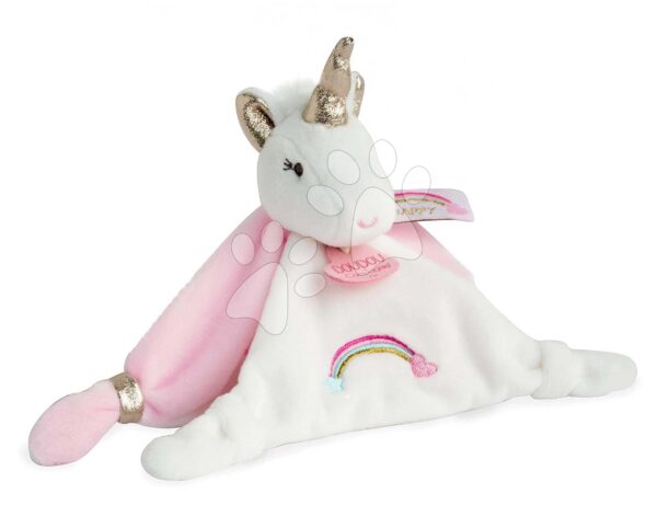 Plyšový jednorožec na maznanie Unicorn Lucie la Licorne Doudou et Compagnie ružový 20 cm v darčekovom balení od 0 mes DC3312