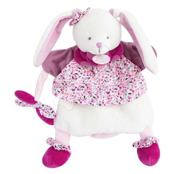 Plyšový zajačik na bábkové divadlo Bunny Hand Puppet Doudou et Compagnie ružový 28 cm od 0 mes DC3080