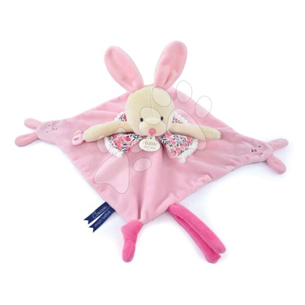 Plyšový zajačik na maznanie a bábkové divadlo Bunny Doudou et Compagnie ružový 30 cm od 0 mes DC4054