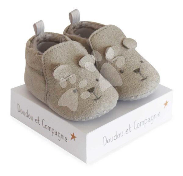 Prvé papučky pre bábätko Baby Socks Grey Doudou et Compagnie v darčekovom balení sivé od 0-6 mes DC3709