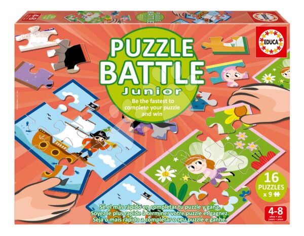 Puzzle Battle fantazie Fantasy Junior Educa 16 druhů puzzle 144 dílků a 16 karet s obrázky od 4 let