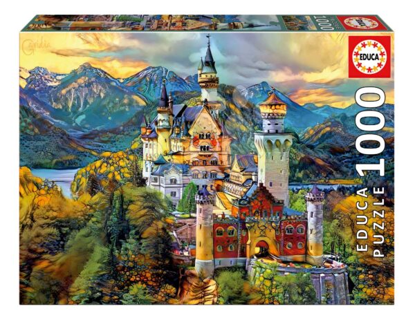 Puzzle Neuschwanstein Castle Educa 1000 dílků a Fix lepidlo