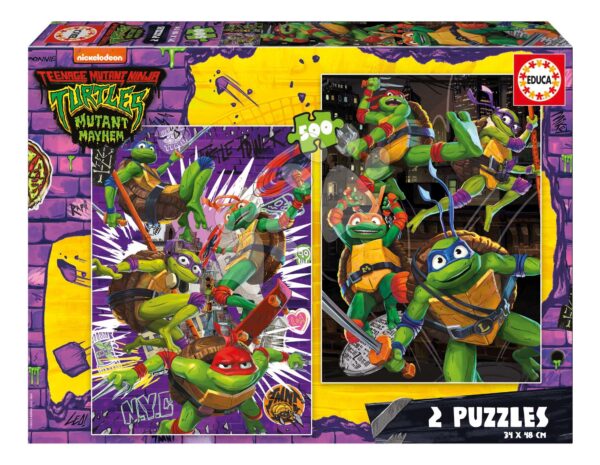 Puzzle Ninja Turtles Educa 2 x 500 dílků a Fix lepidlo