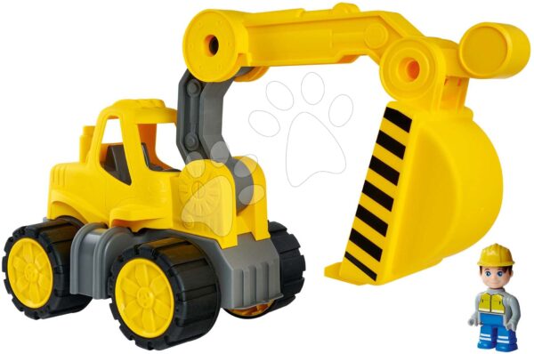 Bagr Power Worker Digger + Figurine BIG pracovní stroj 67 cm s gumovými koly od 2 let