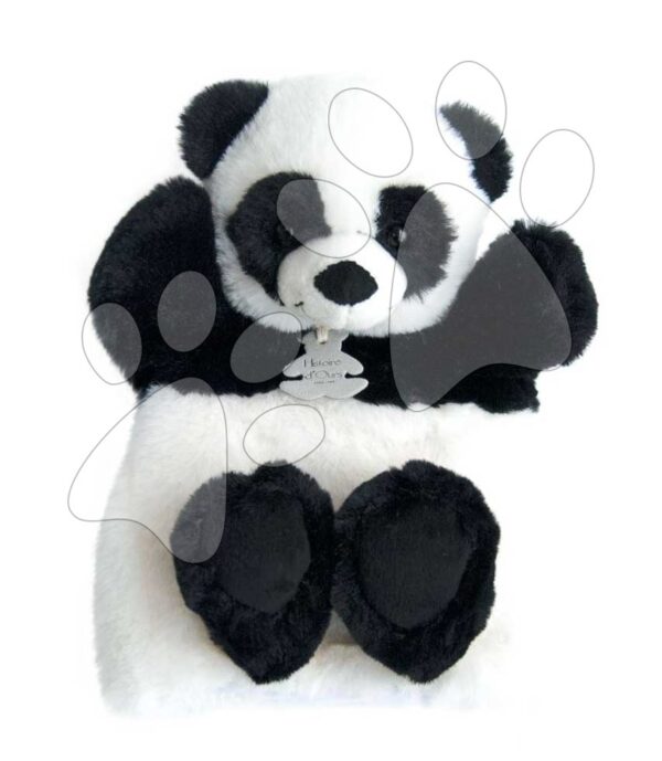 Plyšová panda na bábkové divadlo Panda Puppet Histoire d’ Ours čierno-biela 25 cm od 0 mes HO2595