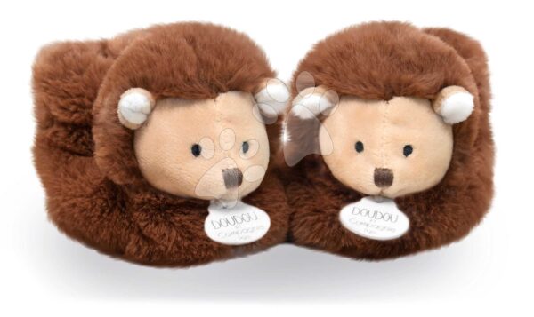 Bačkůrky pro miminko Hedgehog Booties Unicef Collection Doudou et Compagnie v dárkovém balení hnědé 0–6 měsíců