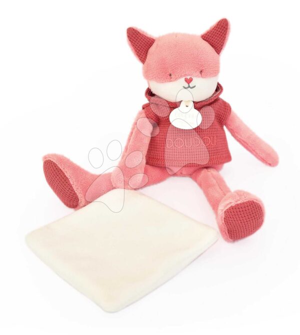 Plyšová liška Fox Sweety Doudou et Compagnie v dárkovém balení růžová 25 cm od 0 měs