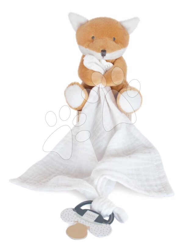 Plyšová liška se šňůrkou na dudlík Fox Dummy Holder Unicef ​​Collection Doudou et Compagnie v dárkovém balení oranžová 12 cm od 0 měsíců