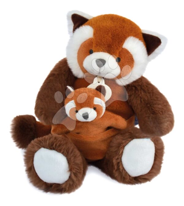 Plyšová panda s mláďátkem Red Panda Unicef Collection Doudou et Compagnie v dárkovém balení červená 25 cm od 0 měsíců