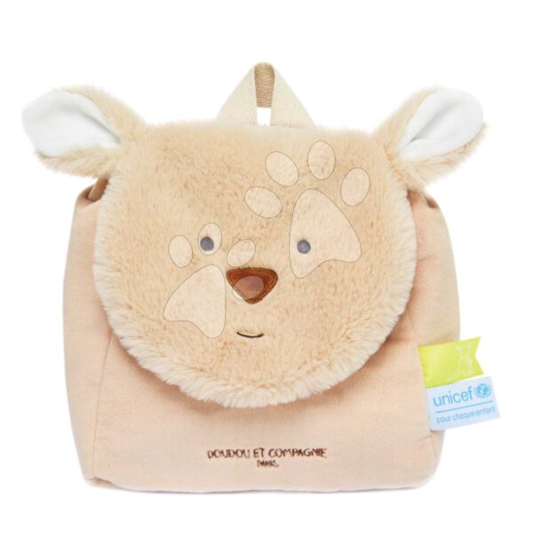 Plyšový batoh Kangaroo Backpack Unicef ​​Collection Doudou et Compagnie béžový od 18 měsíců