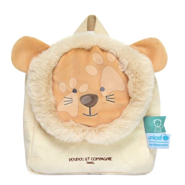 Plyšový batoh Lion Backpack Unicef ​​Collection Doudou et Compagnie béžový od 18 měsíců