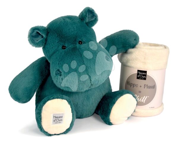 Plyšový hroch s dekou Emerald Green Hippo Chill Histoire d’ Ours zelený 45 cm od 0 měs