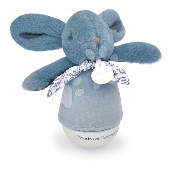 Plyšový zajíček Musical Night Light Blue Doudou et Compagnie s hudbou bílým šumem a světlem modrý 16 cm od 0 měs