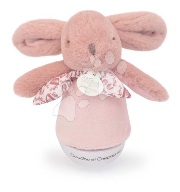 Plyšový zajíček Musical Night Light Pink Doudou et Compagnie s hudbou bílým šumem a světlem růžový 16 cm od 0 měs