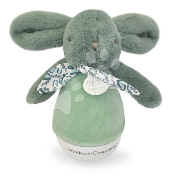 Plyšový zajíček Musical Night Light Sage Green Doudou et Compagnie s hudbou bílým šumem a světlem zelený 16 cm od 0 měs