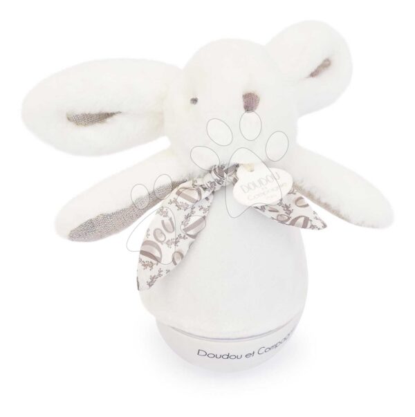 Plyšový zajíček Musical Night Light White Doudou et Compagnie s hudbou bílým šumem a světlem bílý 16 cm od 0 měs