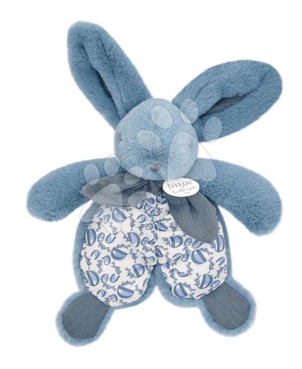 Plyšový zajíček k mazlení Bunny Comforter Blue Doudou et Compagnie v dárkovém balení modrý 18 cm od 0 měs