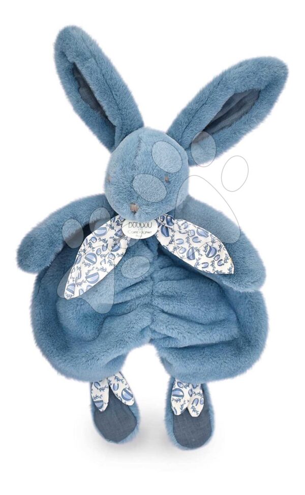 Plyšový zajíček k mazlení Bunny Comforter Blue Doudou et Compagnie v dárkovém balení modrý 29 cm od 0 měs