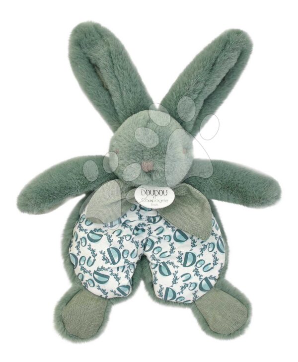 Plyšový zajíček k mazlení Bunny Comforter Sage Green Doudou et Compagnie v dárkovém balení zelený 18 cm od 0 měs