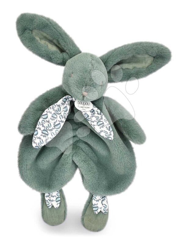 Plyšový zajíček k mazlení Bunny Comforter Sage Green Doudou et Compagnie v dárkovém balení zelený 29 cm od 0 měs