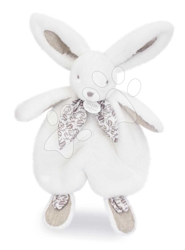 Plyšový zajíček k mazlení Bunny Comforter White Doudou et Compagnie v dárkovém balení bílý 29 cm od 0 měs